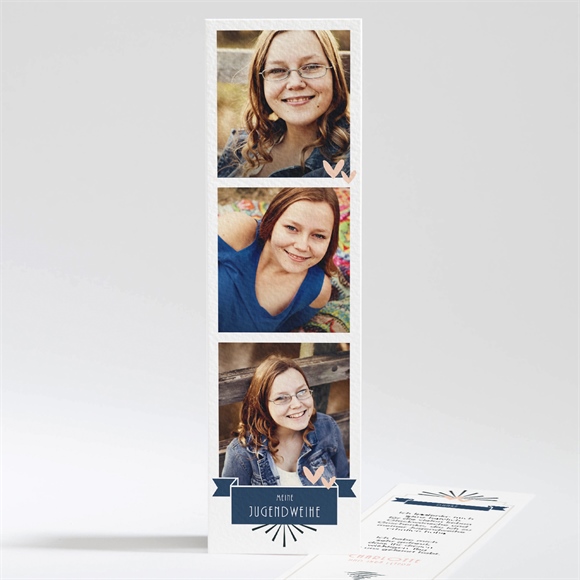 Danksagungskarte Jugendweihe Blaue Banderole ref.N201368