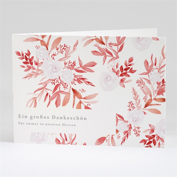 Trauerdanksagung rotes blumenbeet - klappkarte
