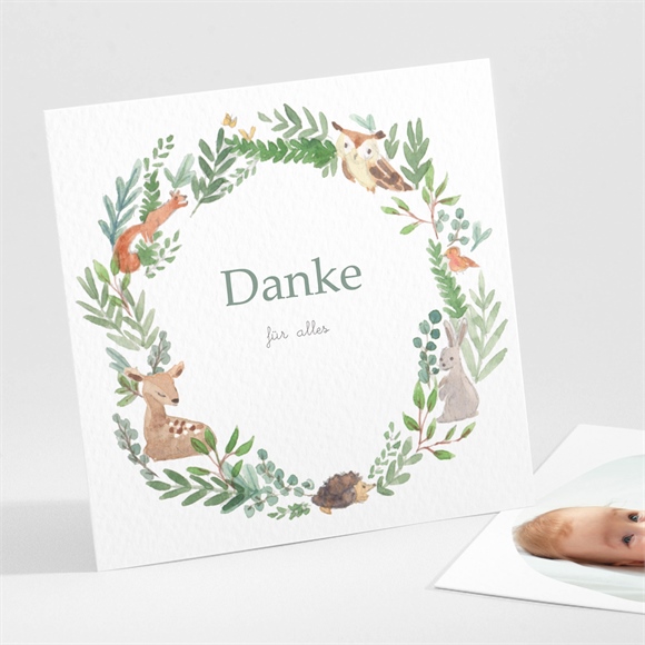 Dankeskarte Geburt Tanz der Waldtiere (Junge) ref.N301375