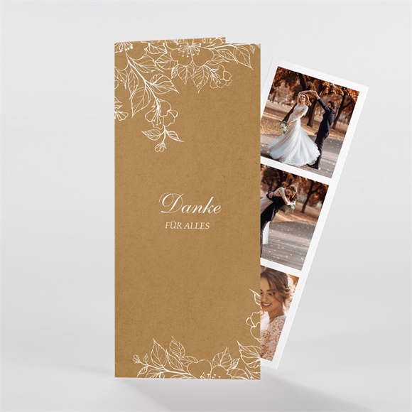 Dankeskarte Hochzeit Weiße Blüten - Fotostreifen ref.N981160