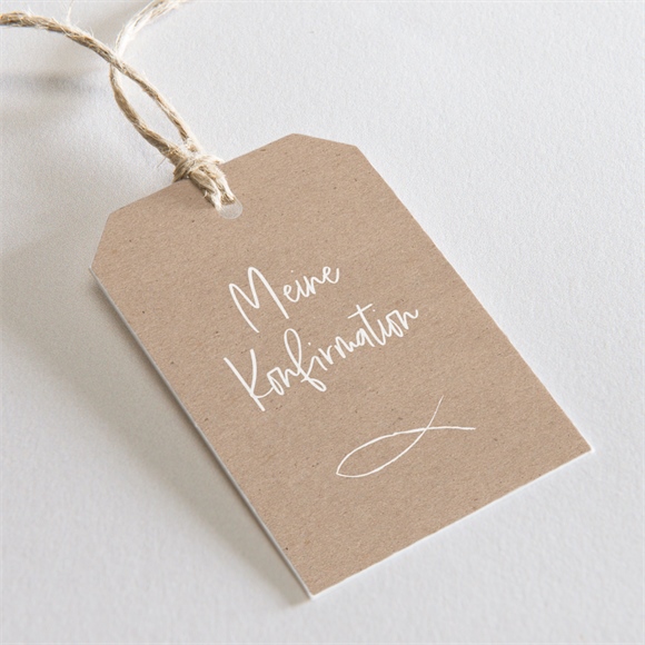 Geschenkanhänger Konfirmation Ichtus auf Kraftpapier ref.N291690