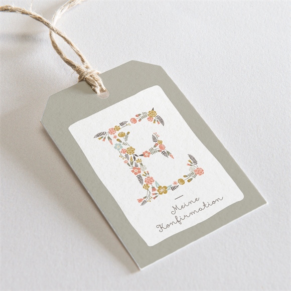 Geschenkanhänger Konfirmation Blumige Initiale ref.N291695