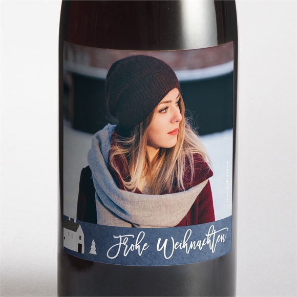 Flaschenetikett Weihnachten Häuschen im Winter ref.N3001986