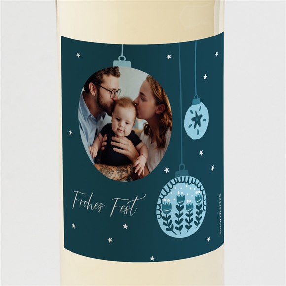 Flaschenetikett Weihnachten Blaue Kugeln ref.N3001991