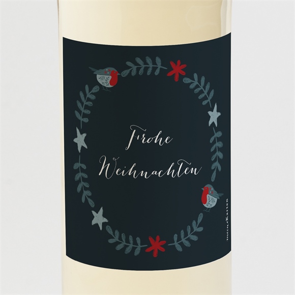 Flaschenetikett Weihnachten Rotkehlchenkranz ref.N3001993