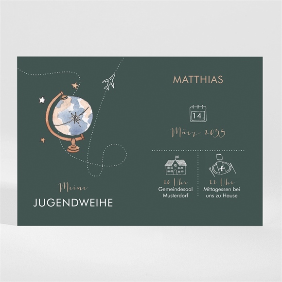 Einladungskarte Jugendweihe Reisepass zur Jugendweihe 3 ref.N110293