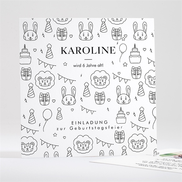 Geburtstagseinladung Zum Ausmalen - Quadrat ref.N351231