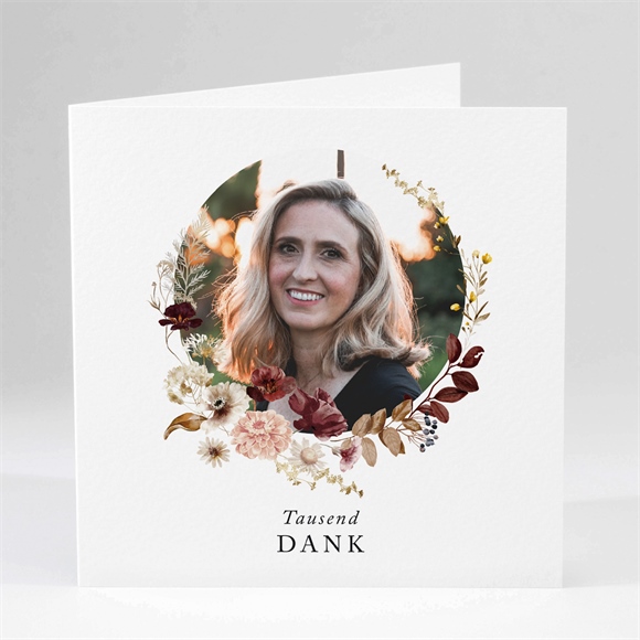 Trauerdanksagung Aquarellblumen - Klappkarte ref.N451578