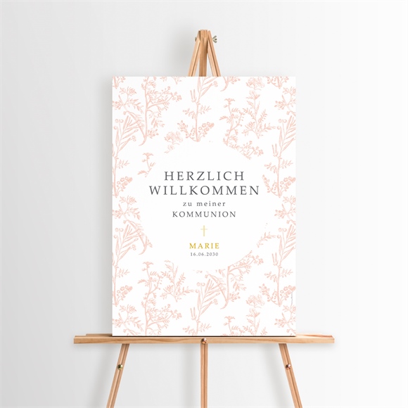 Willkommensschild Kommunion Pflanzendrucke ref.N260249