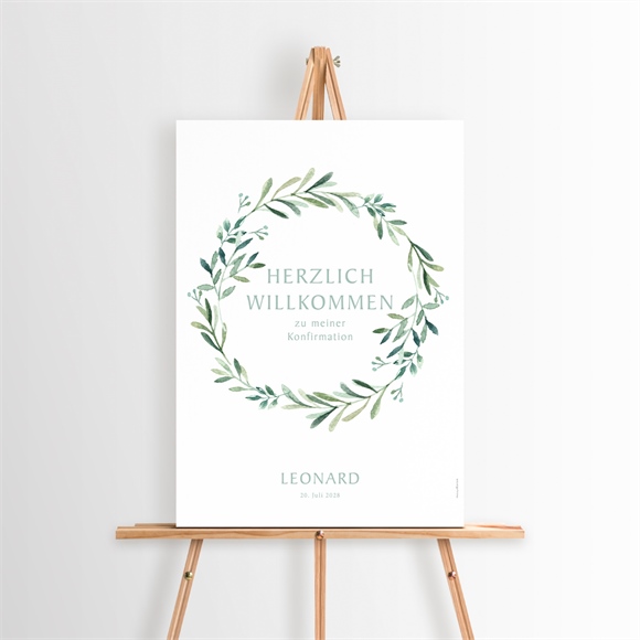 Willkommensschild Konfirmation Vergoldeter Blumenkranz ref.N260324