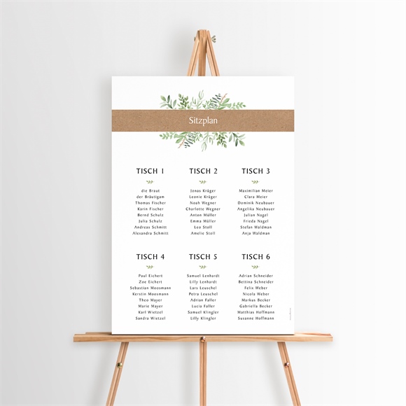 Sitzplan Hochzeit Blätterschmuck ref.N26082