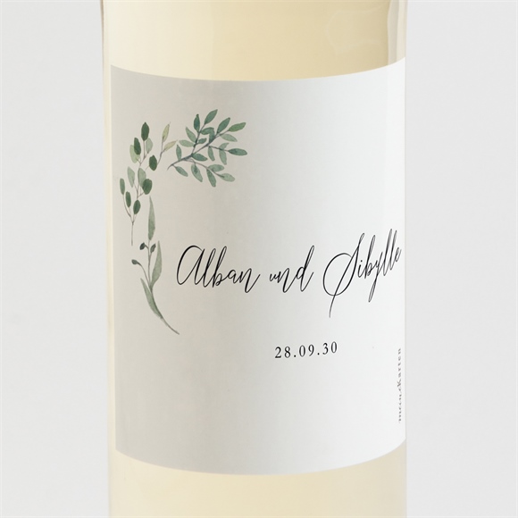 Flaschenetikett Hochzeit Fliegende Blätter ref.N3001762