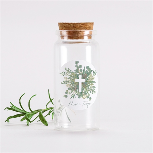 Glasfläschchen mit Korken Taufe graziös - sticker