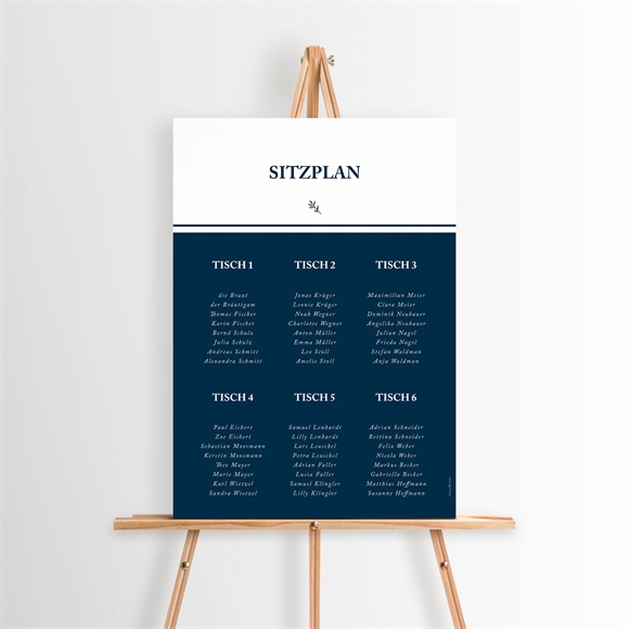Sitzplan Hochzeit Schick in Blau ref.N26088