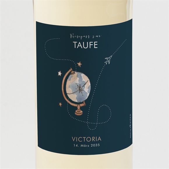 Flaschenetikett Taufe reisepass zur taufe