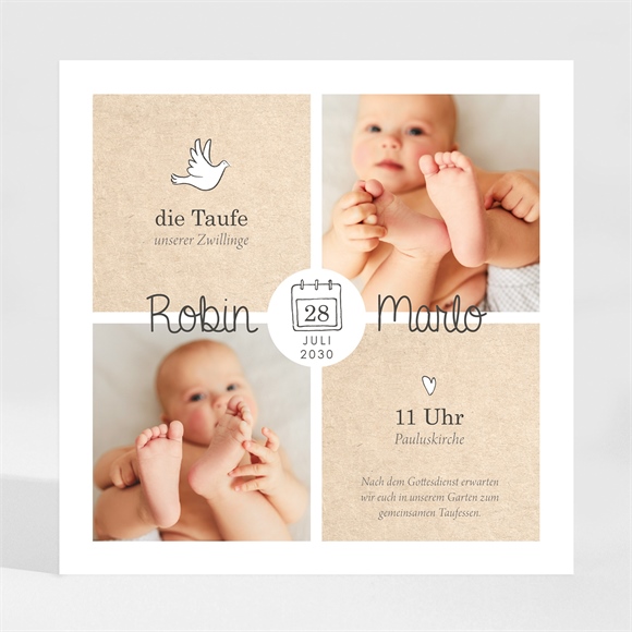 Einladung Taufe zwillingsillustrationen-magnet