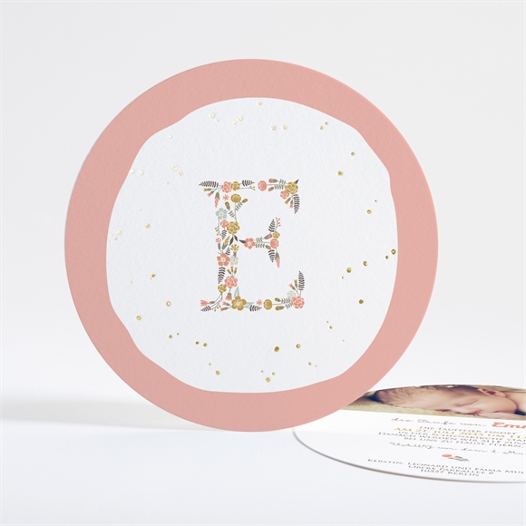 Einladung Taufe Blumenalphabet Mädchen - Gold ref.N321225