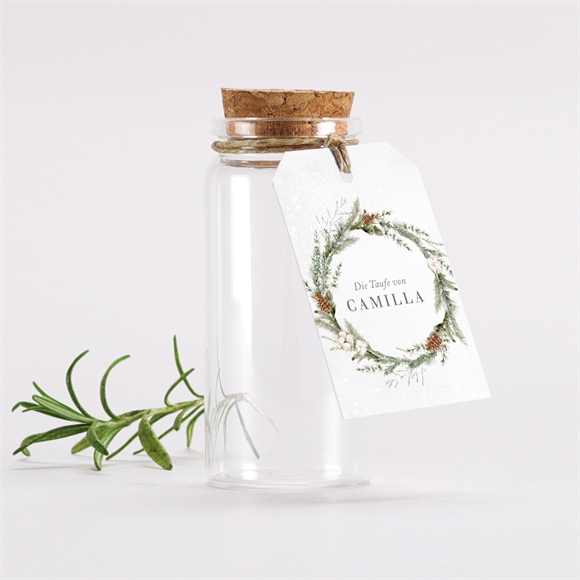 Glasfläschchen mit Korken Taufe Winter ref.N291721