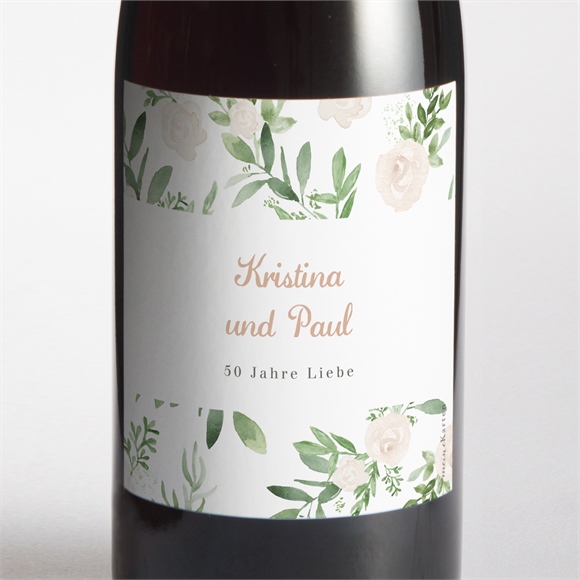 Flaschenetikett Hochzeitsjubiläum Rosenblätter ref.N3002113