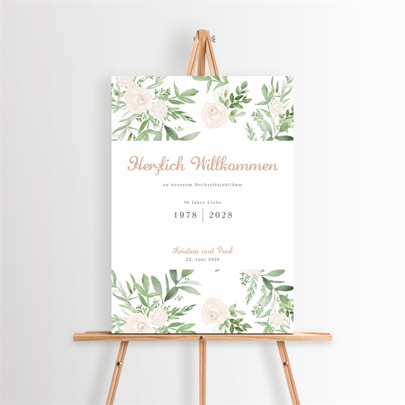 Willkommensschild Hochzeitsjubiläum Rosenblätter ref.N260374