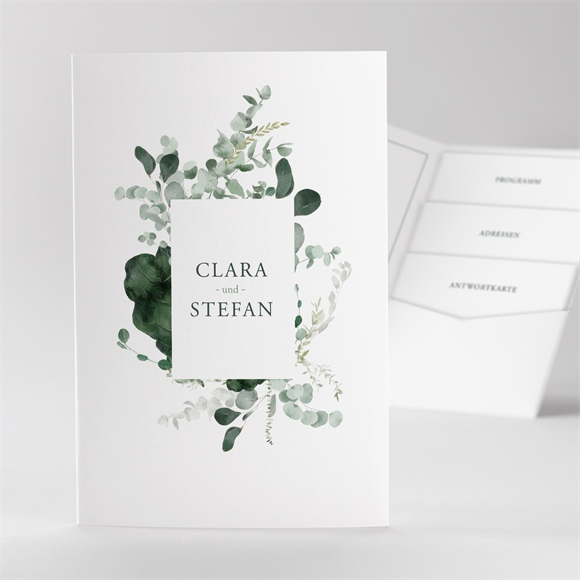 Hochzeitseinladung Eukalyptusblätter ref.N84179
