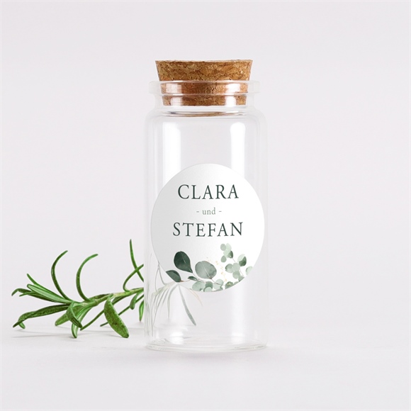Glasfläschchen mit Korken Hochzeit eukalyptusblätter - sticker