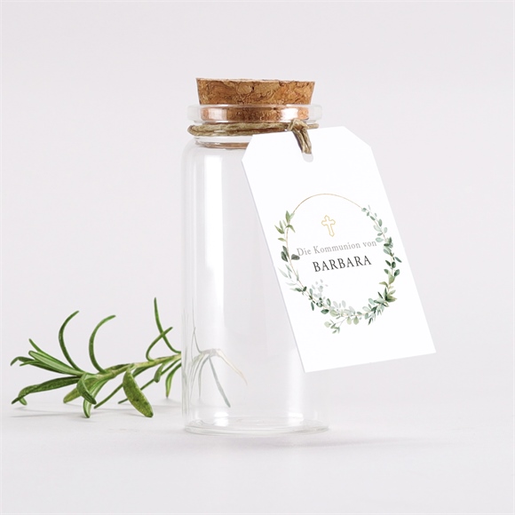 Glasfläschchen mit Korken Kommunion Grüner Kranz ref.N291821