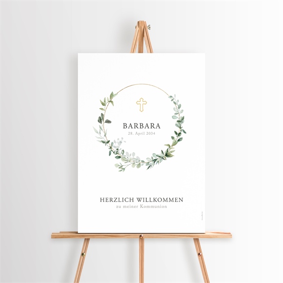Willkommensschild Kommunion Grüner Kranz ref.N260284