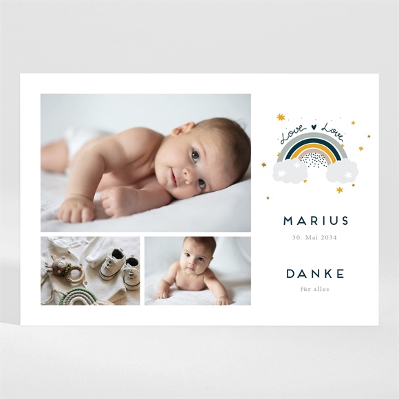 Dankeskarte Geburt Regenbogen - Magnet ref.N110323