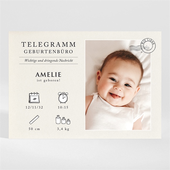 Geburtskarte Modernes Telegramm - Magnet ref.N110324