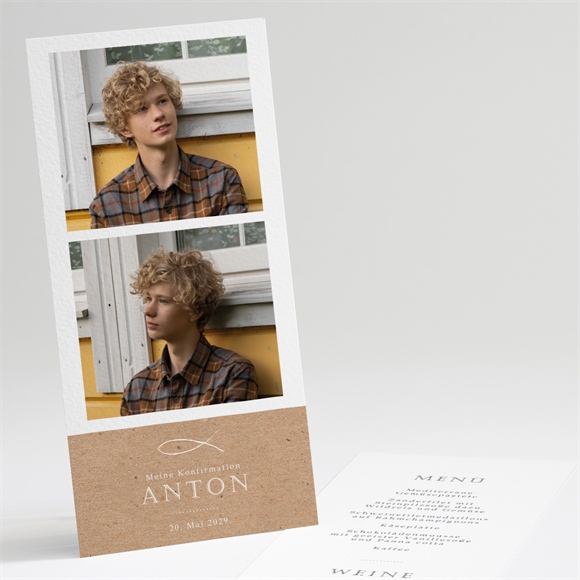 Menükarte Konfirmation Fotocollage Kraftpapier ref.N221370