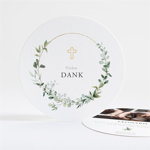 Dankeskarte Taufe Eukalyptuskranz ref.N321273
