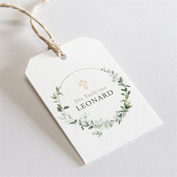 Geschenkanhänger Taufe Eukalyptuskranz ref.N291786