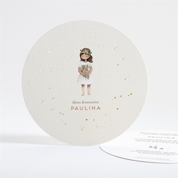 Einladung Kommunion Blumenmädchen - Gold Rund ref.N321271
