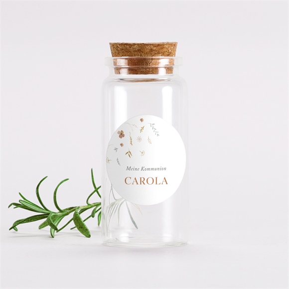 Glasfläschchen mit Korken Kommunion Flieg Taube - Sticker ref.N3602092