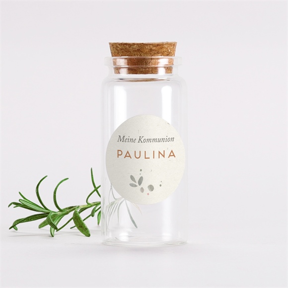 Glasfläschchen mit Korken Kommunion Blumenmädchen - Sticker ref.N3602051