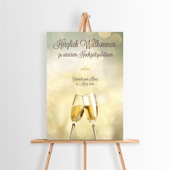 Willkommensschild Hochzeitsjubiläum Champagnergläser ref.N260371