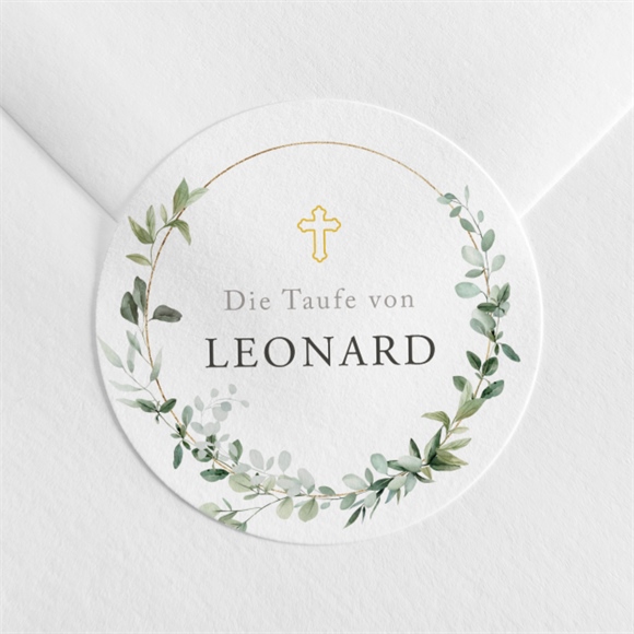 Aufkleber Taufe Eukalyptuskranz ref.N3602023