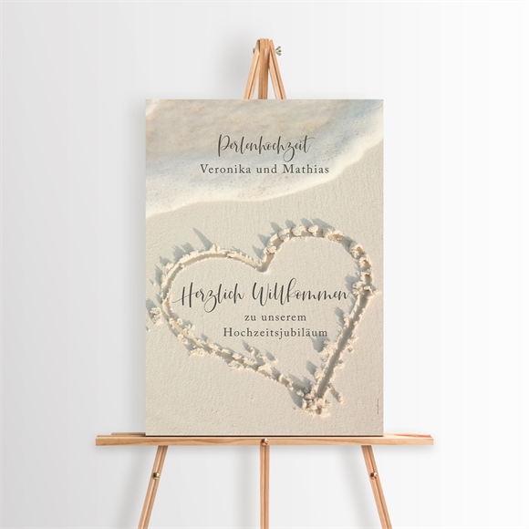 Willkommensschild Hochzeitsjubiläum Spuren im Sand ref.N260391