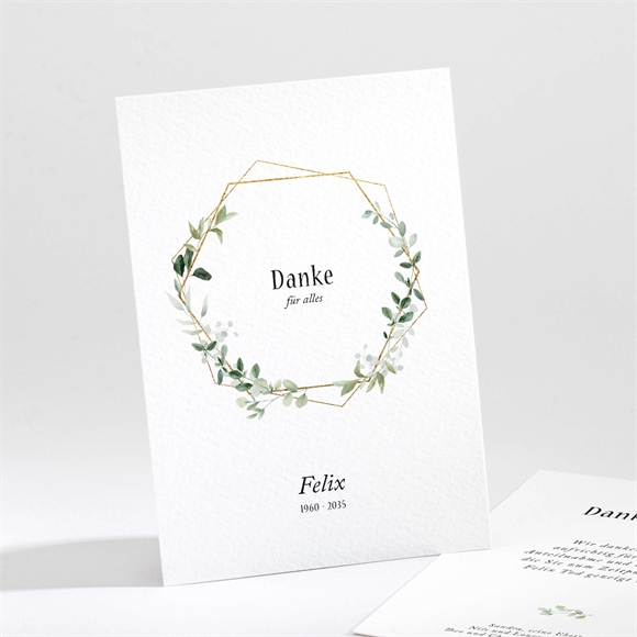 Trauerdanksagung Moderner Blätterkranz ref.N211710
