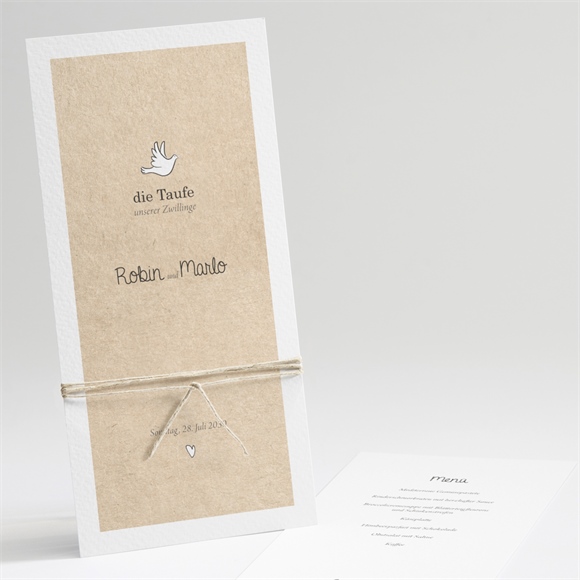 Menükarte Taufe Zwillingsillustrationen ref.N221316