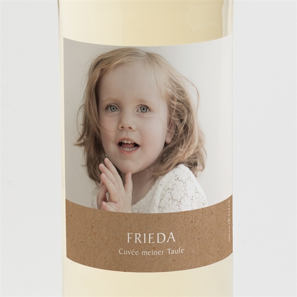 Flaschenetikett Taufe Kraftpapier und Pflanzenmotiv ref.N3002187