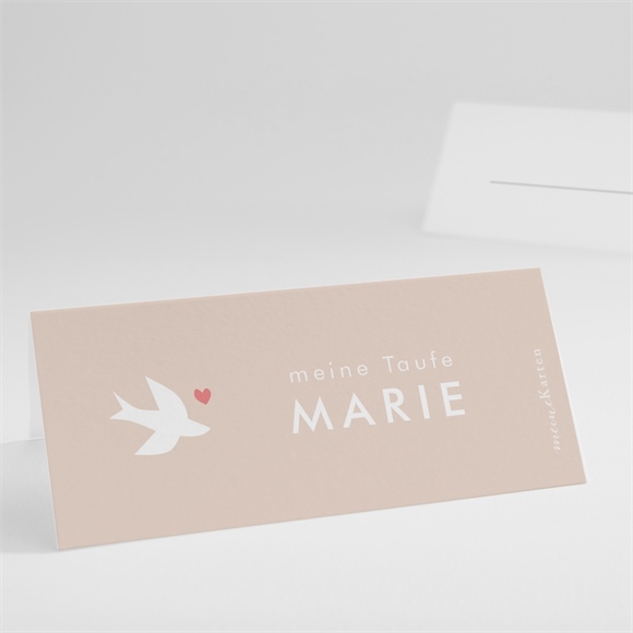 Tischkarte Taufe Taube und Blumenkranz ref.N441029