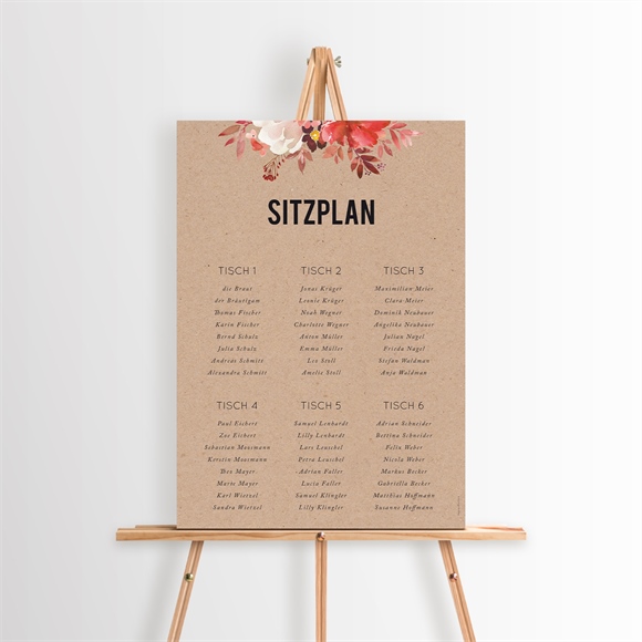 Sitzplan Hochzeit floral