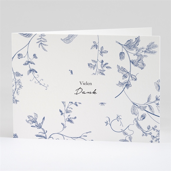 Trauerdanksagung Blaue Blüten - Klappkarte ref.N42179