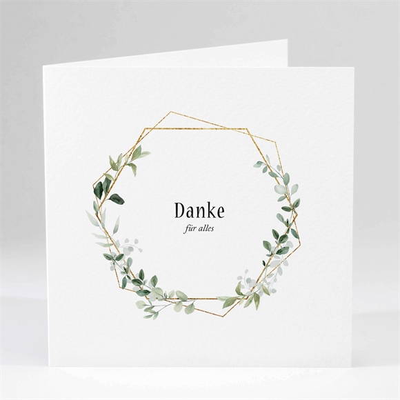 Trauerdanksagung Moderner Blätterk - Klappkarte ref.N451676