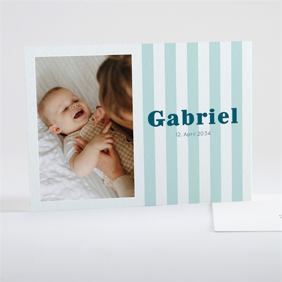 Geburtskarte Blau gestreift ref.N15169